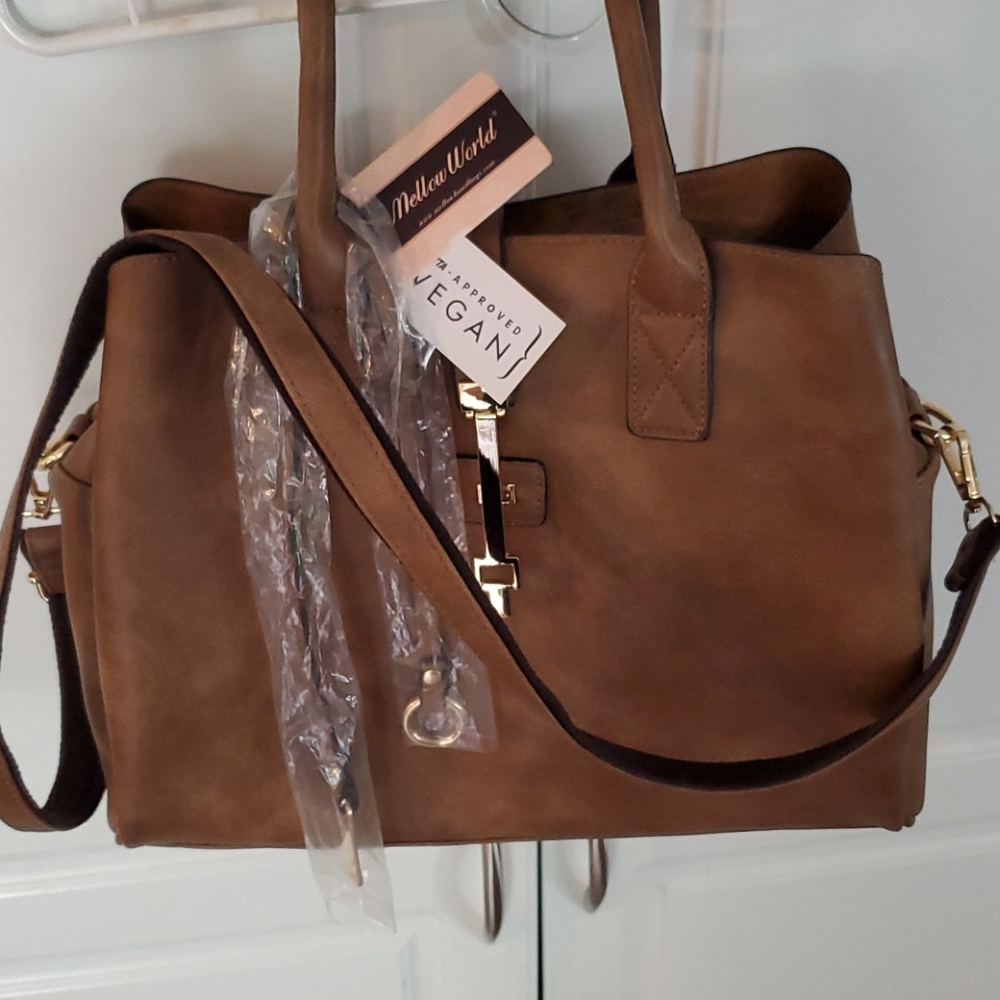 Vegan Leather Purse/Crossbody Saddle Brown